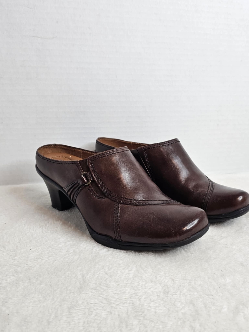 EARTH SPIRIT Classics Emily Brown Leather Mule/Clogs Slip On Shoes Women's Sz 6